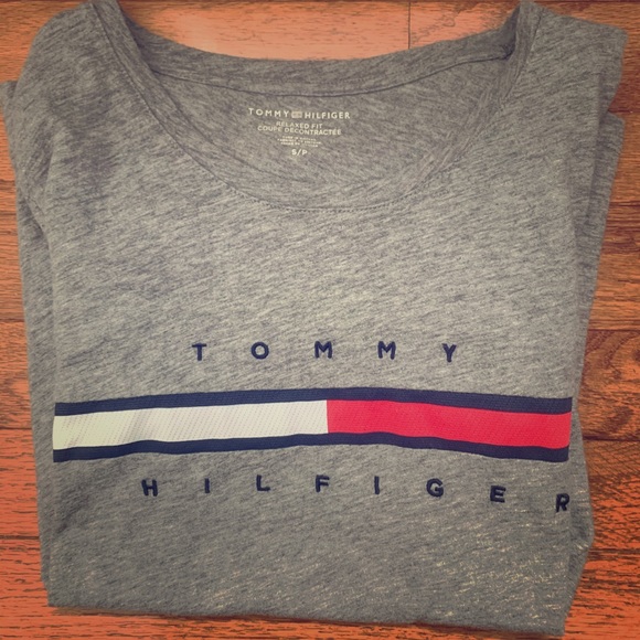 TOMMY HILFIGER Heather Gray Relaxed Fit Tee - Picture 1 of 3